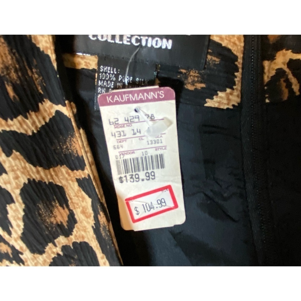 Vintage Silk Dress Size 4 NWT PATRICK COLLECTION Leopard Print Tailored - Picture 7 of 7